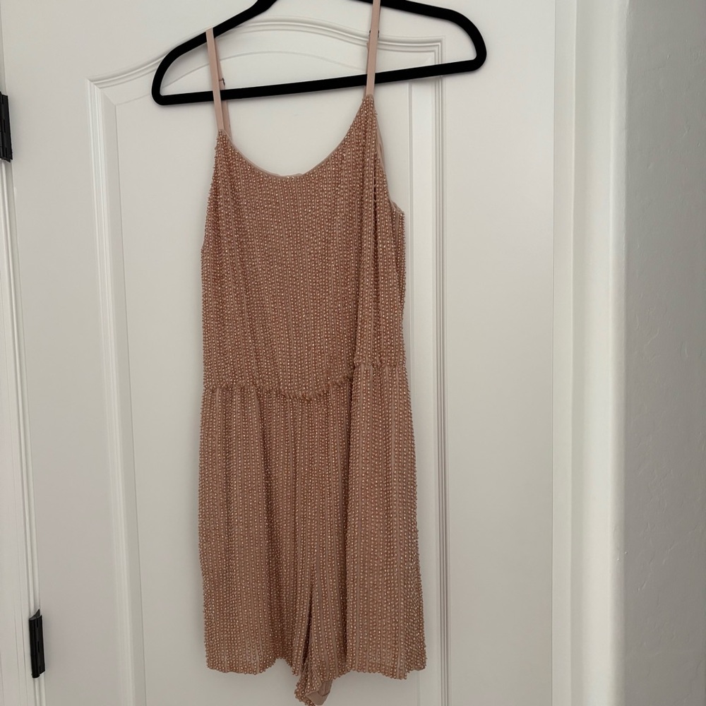 Alice and Olivia nude beaded romper